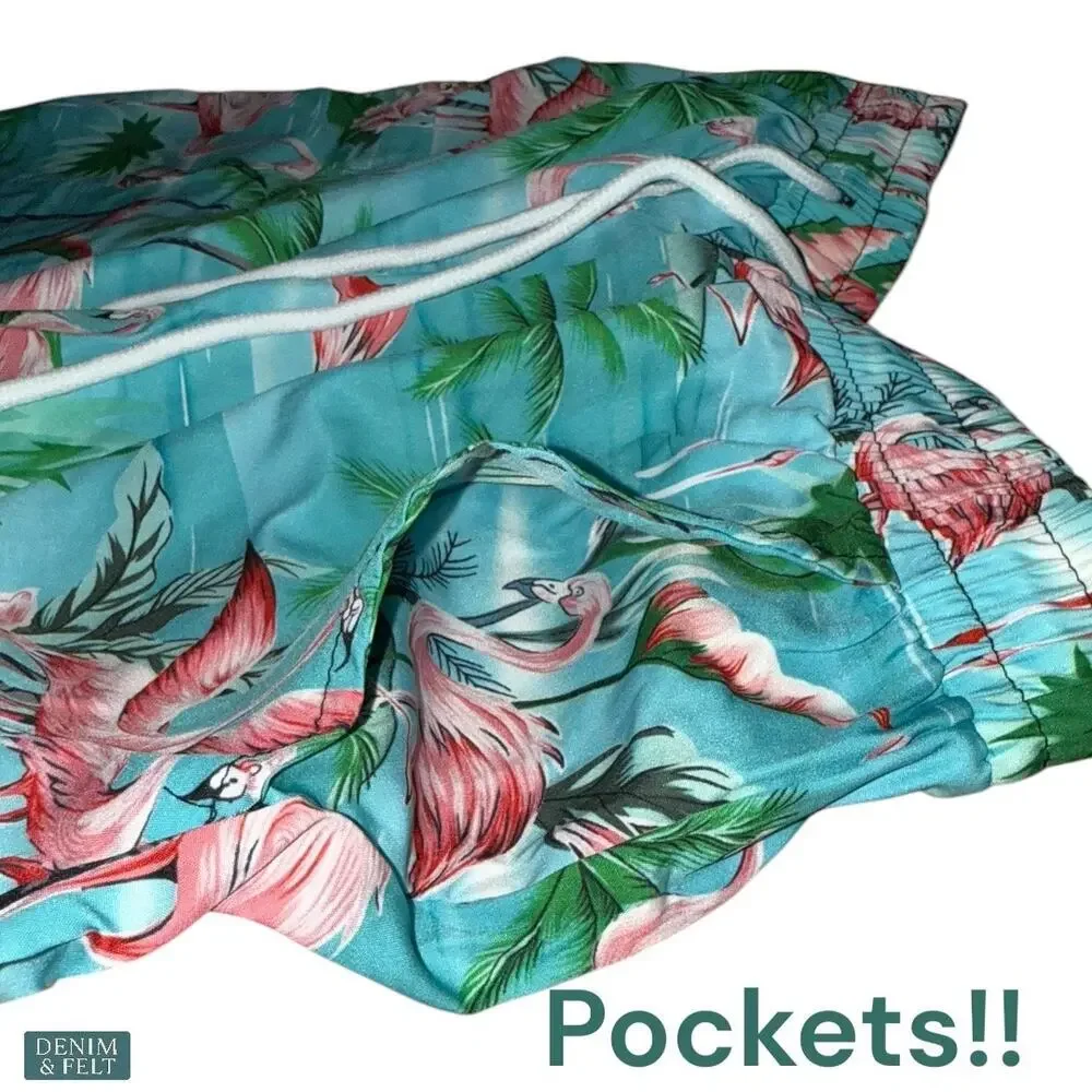 TUNEVUSE Boys Flamingo‎ 3pc Cabana Set Shirt Shorts Hat Beach Vacation NEW~NWT!!